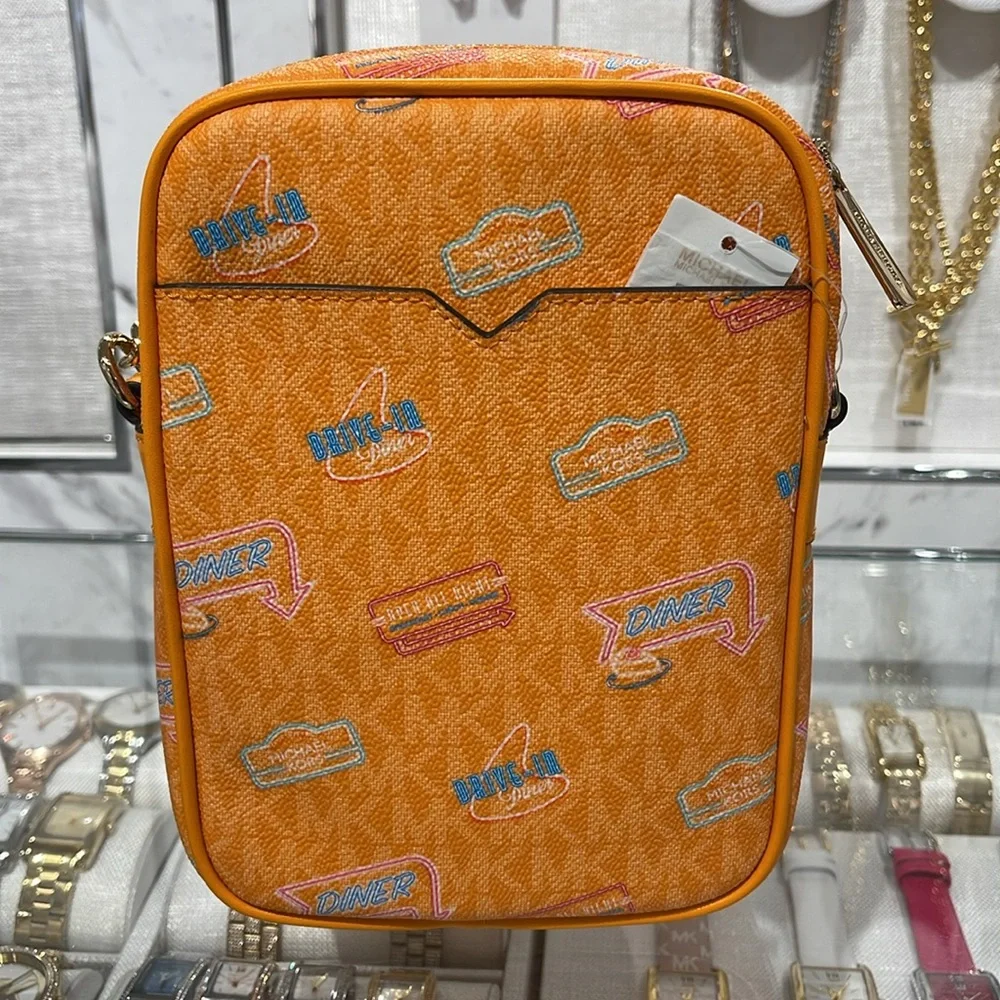 MICHAEL KORS Jet Set Md Printed Signature Logo Crossbody NS CHAIN XBODY Flight - Picture 5 of 16